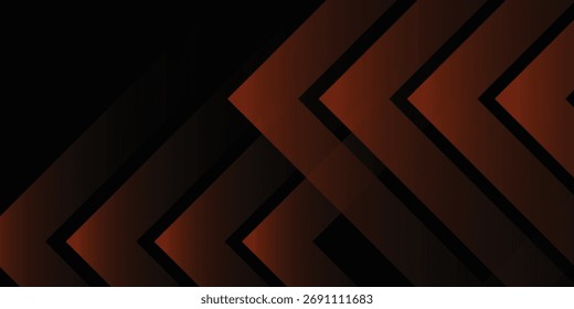 Diseño futurista de fondo negro oscuro con flecha naranja geométrica 3D de fondo superposición de la capa de patrón sobre fondo oscuro. Vector eps10