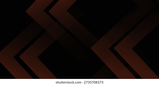 Diseño futurista fondo negro oscuro con flecha naranja geométrica 3D capa de patrón de superposición de fondo oscuro.