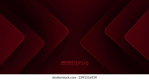 Futuristic design dark red square curved overlap geometric vector background with lights layer on dark background. Eps10 vector
