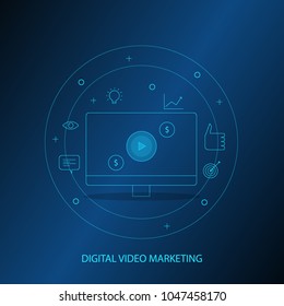 Futuristic design of Digital video marketing - Digital media vector illustration