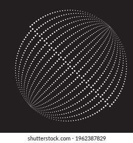 futuristic design . Digital visualization . Particles stream background . Technology information concept. Flow lines . Vector sphere . Halftone dots