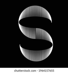 diseño futurista. Visualización digital . Fondo del flujo de partículas. Concepto de información tecnológica. Líneas de flujo. Esfera vectorial. Puntos de semitono. Carta s.