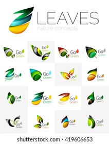 Diseño futurista ecologo de hoja. Hojas geométricas abstractas y coloridas, conceptos verdes