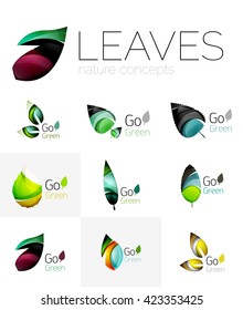 Diseño futurista ecologo de hoja. Hojas geométricas abstractas y coloridas, conceptos verdes