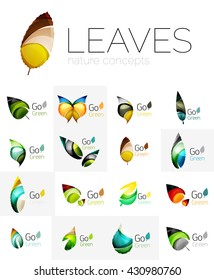 Diseño futurista ecologo de hoja. Hojas geométricas abstractas y coloridas, conceptos verdes