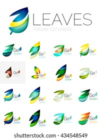 Diseño futurista ecologo de hoja. Hojas geométricas abstractas y coloridas, conceptos verdes