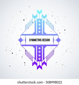 Futuristic design element with colorful gradient on white background. Useful as poster or print.