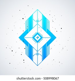 Futuristic design element with colorful gradient on white background. Useful as poster or print.