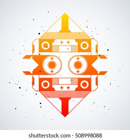 Futuristic design element with colorful gradient on white background. Useful as poster or print.