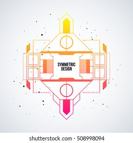 Futuristic design element with colorful gradient on white background. Useful as poster or print.