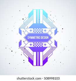 Futuristic design element with colorful gradient on white background. Useful as poster or print.