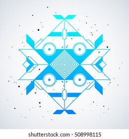 Futuristic design element with colorful gradient on white background. Useful as poster or print.