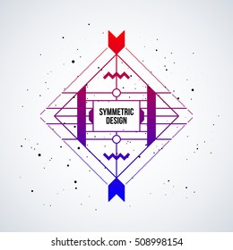 Futuristic design element with colorful gradient on white background. Useful as poster or print.