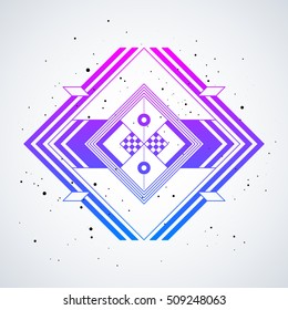 Futuristic design element with colorful gradient on white background. Useful as poster or print.