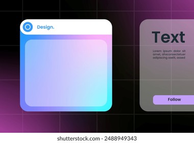 Futuristic design element in gradient colors. Pop up interface element.