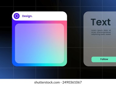Futuristic design element in gradient colors. Pop up interface element.