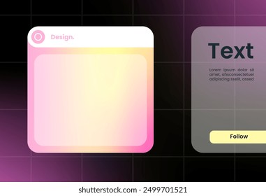 Futuristic design element in gradient colors. Pop up interface element.