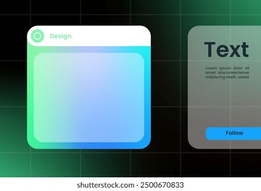 Futuristic design element in gradient colors. Pop up interface element.