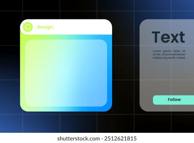 Elemento de diseño futurista en colores degradados. Pop del elemento de interfaz.