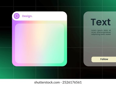 Futuristic design element in gradient colors. Pop up interface element.