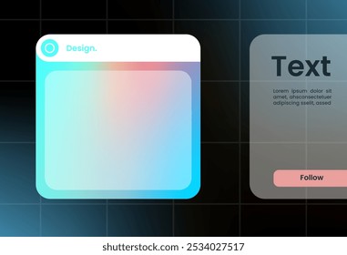 Futuristic design element in gradient colors. Pop up interface element.