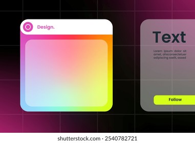Futuristic design element in gradient colors. Pop up interface element.