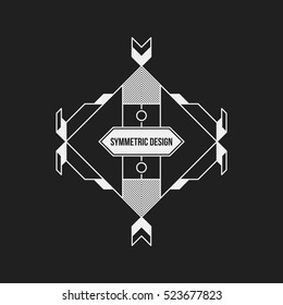 Futuristic design element on dark background. Useful as poster or print.