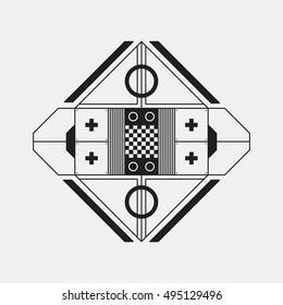 Futuristic design element on white background. Black and white colors. Useful as poster or print.