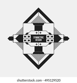 Futuristic design element on white background. Black and white colors. Useful as poster or print.