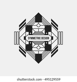 Futuristic design element on white background. Black and white colors. Useful as poster or print.