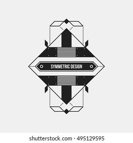 Futuristic design element on white background. Black and white colors. Useful as poster or print.