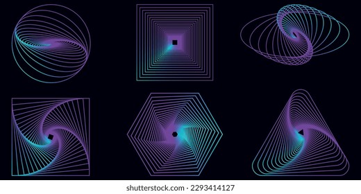 Futuristic design elements.Y2k aesthetic.Trendy 90s.Shape set y2k style for banner.Shape set y2k style for decoaration.Shape set y2k style for poster. Trendy geometric forms.Simple shapes.