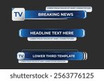 Futuristic design lower third banner. Broadcast news lower third banner template design. Lower third bar template for breaking news. Video headline title