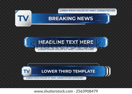 Futuristic design lower third banner. Broadcast news lower third banner template design. Lower third bar template for breaking news. Video headline title