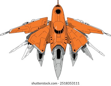 Futuristic design of a spaceship with white background, drawing style