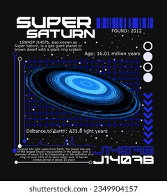 Futuristic design super saturn planet For Tshirt, Streetwear, and poster