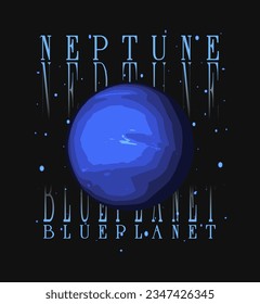 Futuristic design vector neptune planet, For t-shirt, hoodie, streetwear, poster, and other	