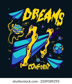 futuristic design vector of a paper airplanes with space theme, which is suitable for use on t-shirts, streetwear, urban style items and poster prints