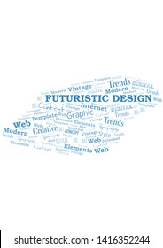 Futuristic Design word cloud. Wordcloud made with text only.