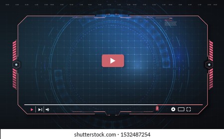 
Futuristic Desktop Video player,  modern digital Video player for the web templates. New Media Player interface. Skin video player. Template for Web and Mobile Apps. Vector illustration