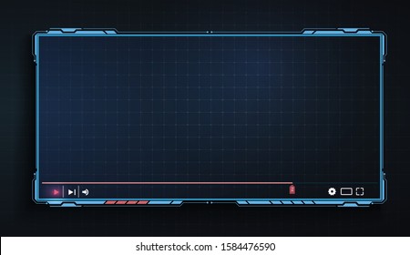 Futuristic Desktop Video player, modern digital Video player for the web templates. New Media Player interface. Skin video player. Template for Web and Mobile Apps. Vector illustration