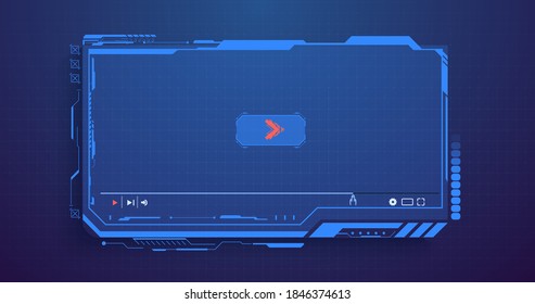 Futuristic Desktop Video player, modern digital Video player for the web templates. New Media Player interface. Skin video player. Template for Web and Mobile Apps. Vector