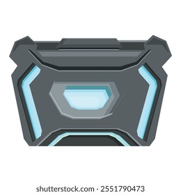 Futuristic device emitting light blue beams, showcasing modern technology in a sleek, geometric design