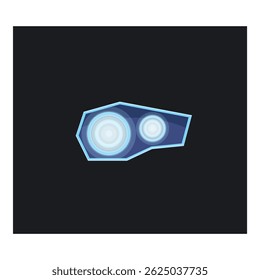 Futuristic device with glowing blue lights is depicted against a black background, conveying a sense of advanced technology and innovation