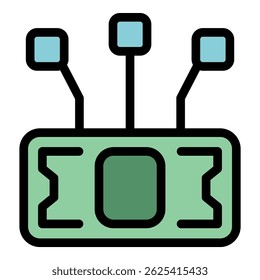 Futuristic device with three antennas connecting and transmitting data through multiple networks, ideal for technology and innovation concepts