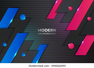 Futuristic Diagonal Overlapped with Glow Effect Blue and Pink Background
