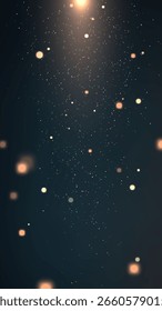 futuristic digital abstract featuring glowing bokeh and colorful particles under a top light source in a dark setting ideal for tech concepts, sci fi designs, or festive visuals.