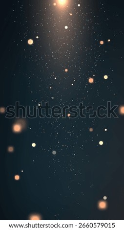 futuristic digital abstract featuring glowing bokeh and colorful particles under a top light source in a dark setting ideal for tech concepts, sci fi designs, or festive visuals.