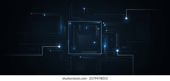 Futuristic digital AI circuit board background. Technology connected blue lines withThe cyber innovation background for technology articles or presentation business
