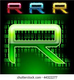 Futuristisches digitales Alphabet. Mit Transparenzeffekt.